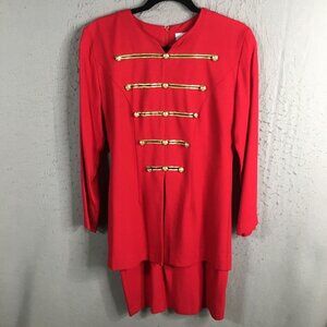 Vintage Kristy Petites Dress Womens 4P Red Gold Military Nutcracker Soldier